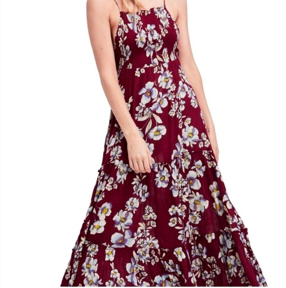 NWT $128 Free People Small Red White Floral Dress